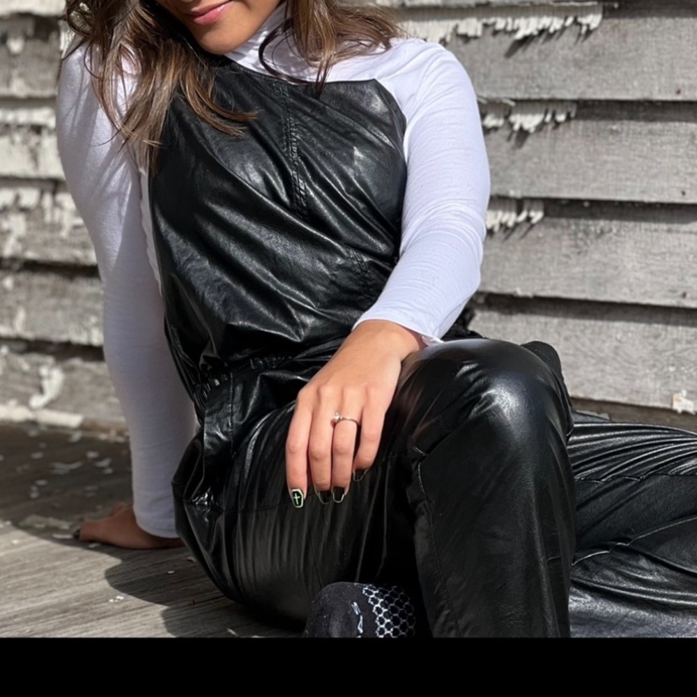 New XS Free People Faux Leather Jumpsuit with Pockets. Tags attached